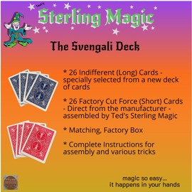 Ted's Sterling Magic Factory Cut Bicycle Svengali Deck and Genuine US Scotch and Soda Centavo Coin Card Trick Set (Blue)