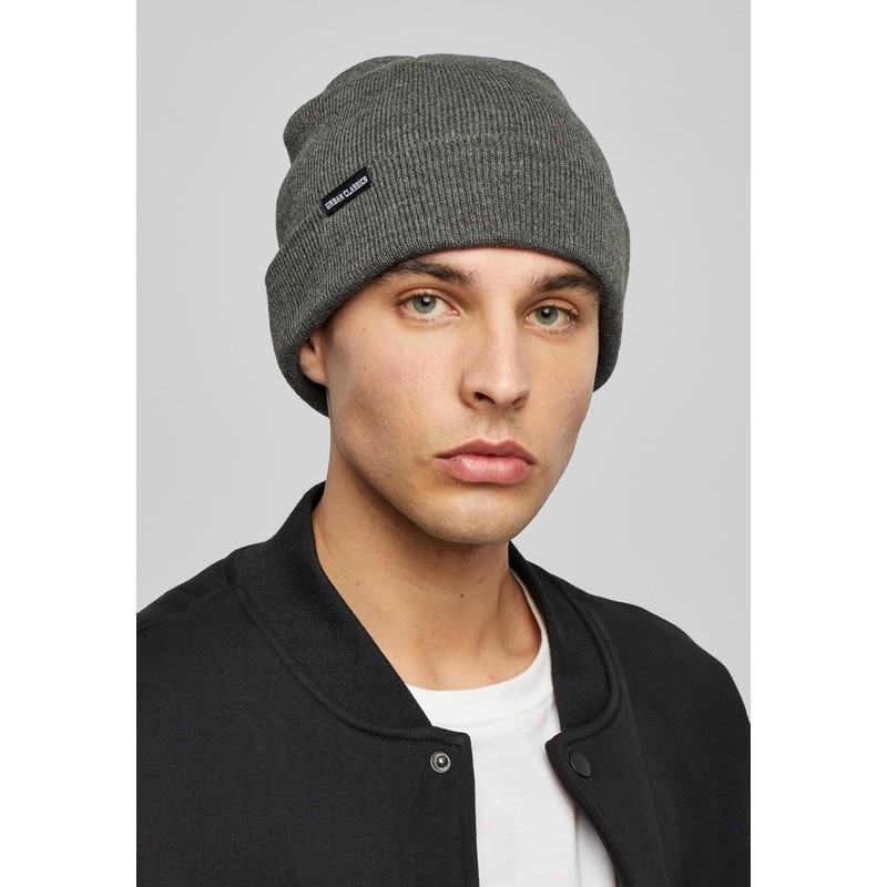 Urban Classics Basic Flap Beanie, Charcoal, One Size