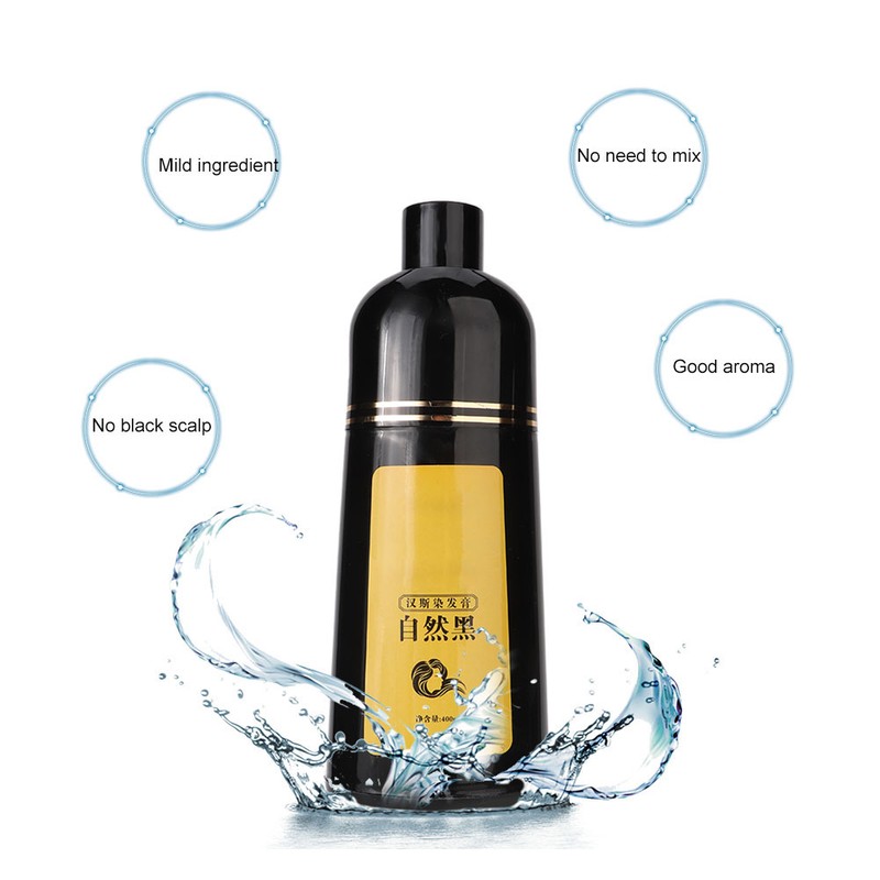 400ml Natural Plant Black Hair Shampoo Hair Dye Black Coloring