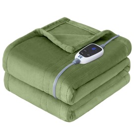 SEALY Electric Blanket Heated Throw, Soft Flannel Heating Blanket with 6 Heat Settings & 2-10 Hours Auto Shut Off, Fast Heating & Machine Washable, 50x60 Inch, Green