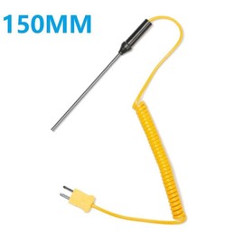 K-Type Thermocouple Probe Digital Thermometer Steel Sensor Spiral Cable (Probe 150mm)
