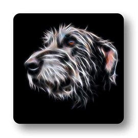 Fractal Artworks Irish Wolfhound Coaster with Fractal Art Design #1-3. Perfect Dog Owner Gift.
