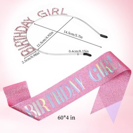 Birthday Sash for Women Pink Birthday Crowns for Women Birthday Sash Birthday Tiara for Women Tiara and Rhinestone Headband Birthday Accessories Princess Birthday Gifts for Women Birthday Accessories
