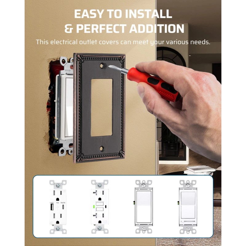 DEWENWILS Sunken Pearls Decorative Wall Plate Switch Plate Outlet Cover,Switch