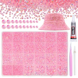 21000Pcs Light Pink Rhinestones for Bedazzling Kit, Mix Sizes Jelly Bedazzling Resin Gems, Pink AB Gems Bedazzling for Crafting, Flatback Resin Rhinestones for Craft DIY Face Makeup
