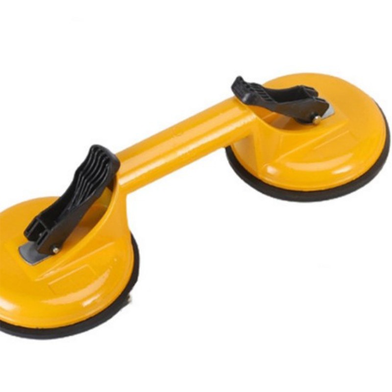 Yellow 2 Jaw Suction Cup Aluminium Alloy Professional Double Jaw