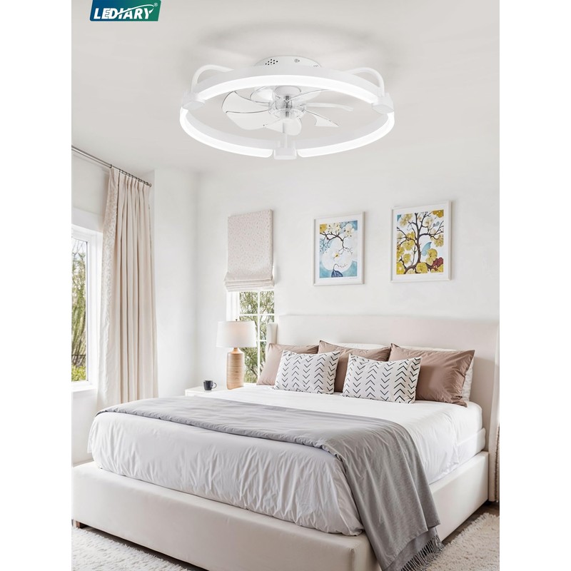 LEDIARY Ceiling Fans with Lights and Remote, 20'' Low Profile