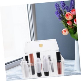 STOBAZA Lipstick Holder with Lid Transparent Lip Gloss Organizer for Bedroom Vanity Pet Makeup Storage Box Compact Design for Easy Use and Space-saving Display