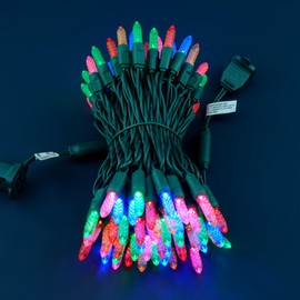 SWEET SHINE 100 Multicolor Faceted One-Piece LED Christmas Lights, 33 ft Green Cord High Waterproof UL Certified M6 Outdoor String Lights (Multicolor)