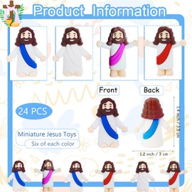 Naturahand 24 Pcs Little Jesus Figures Mini Jesus Toys to Hide and Seek Religious Gifts for Easter Decorations Sunday School Craft (Multicolor)