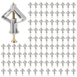 100Pcs Expanded Plasterboard Anchor Metal Drywall Anchor Kit High Strength Drywall Fastener Rotational for Fiberboard...(Grey)