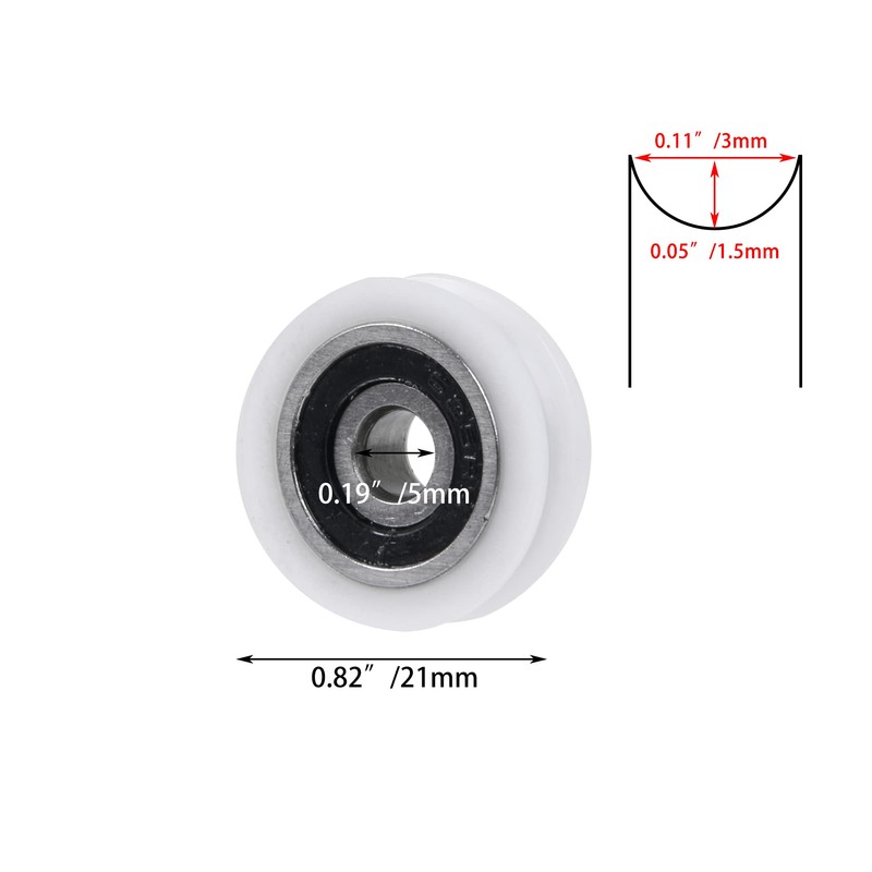CNBTR 3mm Width 1.5mm Depth U Groove Plastic Wheel Steel