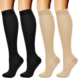 SNDE Compression Socks for Women & Men 2 Pairs, Flight Socks Compression Stockings Running Socks for Calf & Ankle Support, Sports, Flying, Maternity Pregnancy, Nurses, Travel