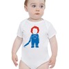 Baffle Chuckie Inspired Nineties Baby Bodysuit, Horror Onesie (Grey Long