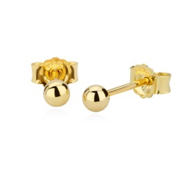 NKlaus Earrings Gold 333 – Stud Earrings Gold Ball – 8 Carat Yellow Gold – Jewellery Women, Men & Girls – Pair, Yellow Gold