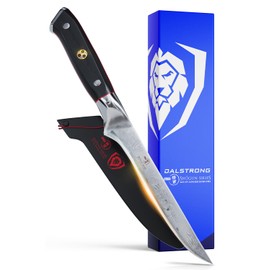 Dalstrong Boning Knife - 6 inch - Shogun Series ELITE - Damascus - AUS-10V Japanese Steel - Fillet Knife Gift - Carving, Boning, Trimming, Deboning - Black G10 Handle - Sheath Included