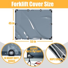 Universal Tinted Clear Forklift Cover - UV Protection Rain Cover - Heavy Duty Waterproof Vinyl - 53 x 45in