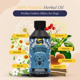 Proflax Natural Golden Oldies Supplement for Senior Dogs, 250ml - Helps to Support Liver, Heart, Kidneys, Bones, Joints & Brain - Contains Omega 3 & 6 - Aid Recovery & Provides Energy