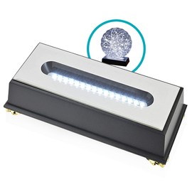 ASENTE 16 LED Light Base for Glass Art - Illuminated Rectangle Display Pedestal - Lighted Stand For 3D Crystal and Glass Sculptures - Adapter Plug Powered - 6.50 Inch Lighted Mirror Box (Black)