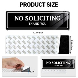FlyCoco 2PCS No Soliciting Sign for House, 8.26''×2.4'' Strong Self-Adhesive Weatherproof Acrylic No Solicitation Sign Sticker Keep the Solicitors Away for Home Office Front Door Wall Window Mailbox