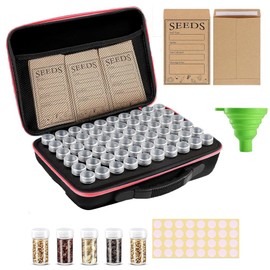 Rigute 60 Slot Seed Organizer Storage Box with 10PCS Seed Envelopes, Sturdy Plastic Storage Containers, Label Stickers, Funnel for Flower, Vegetable Plants Garden