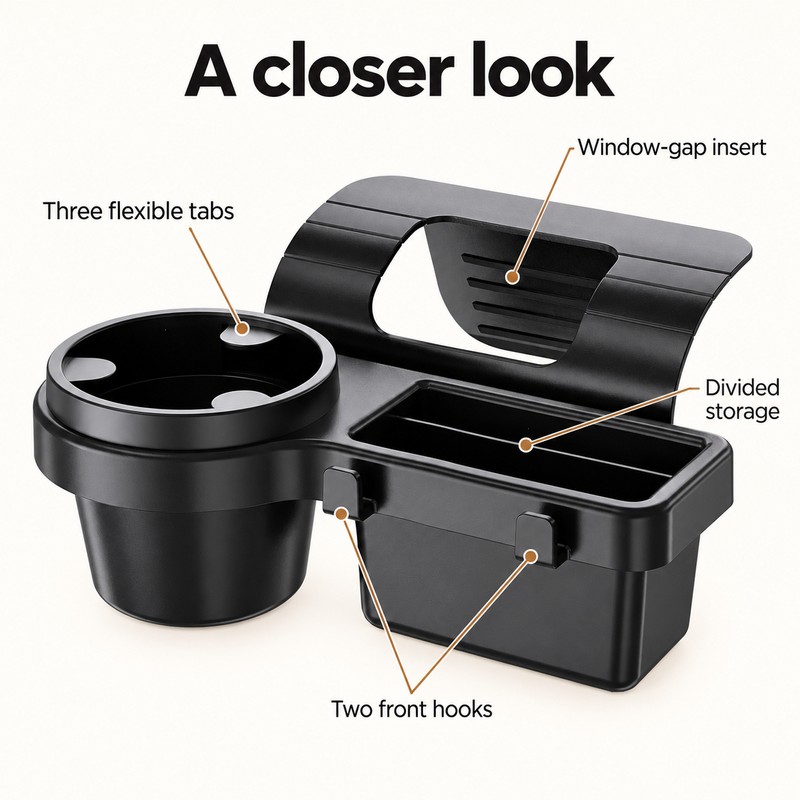 Car Cup Stand Phone Holder Mount Tray Side Door Window