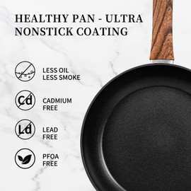 Frying Pan Nonstick - 9.5 Inch Pan,Non Stick Skillet Pans Egg Omelette Pan, Black Nonstick Non Toxic Frying Pan,Oven Safe, Induction Compatible, PFOA Free