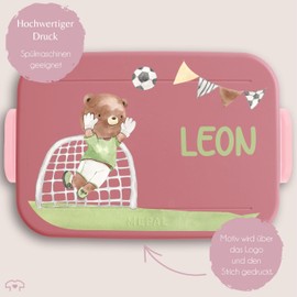 Bento Box Midi Lunch Box for Mepal Bento Box - Children's Lunch Box Animals Football - 900 ml - Pink - Gifts for School Boys Soccer Lunch Box Nursery Boys Football Fans