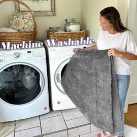 ONASAR Machine Washable Grey Area Rug for Bedroom Living Room, 4x6 Gray Fluffy Modern Indoor Bedside Floor Rugs, Ultra Soft Plush Carpet for Nursery Kids Teen Dorm Home Room Decor Aesthetic