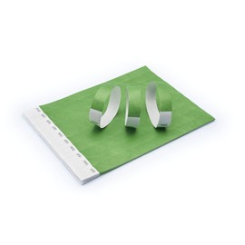 100 Tyvek Paper Bracelets 19 mm for Events, Festivals, Tear-Resistant, Available in 12 Colours 19 mm (Green)