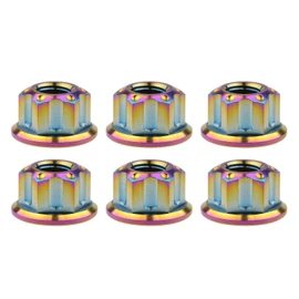 Wanyifa Tuerca de tornillo de titanio M6 M8 M10 M12 M14 para motocicleta, eje trasero, accesorios de modificación para coche, paquete de 6 (paso M6 de 1,0 mm, arcoíris)