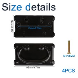 INCREWAY 4 Packs Pull Handle, Black Furniture Ring Pulls Antique Mission Drawer Pulls Cabinet Flatback Hardware Handles for Kitchen Cabinet Dresser