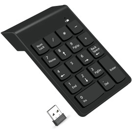 Numeric Keypad Wireless Not Bluetooth Wireless Receiver with Tab Key 18 Keys Ultra Thin Portable Convenient Durable 50 Million Cycles Ideal for Many Desktop PC Models and Laptops