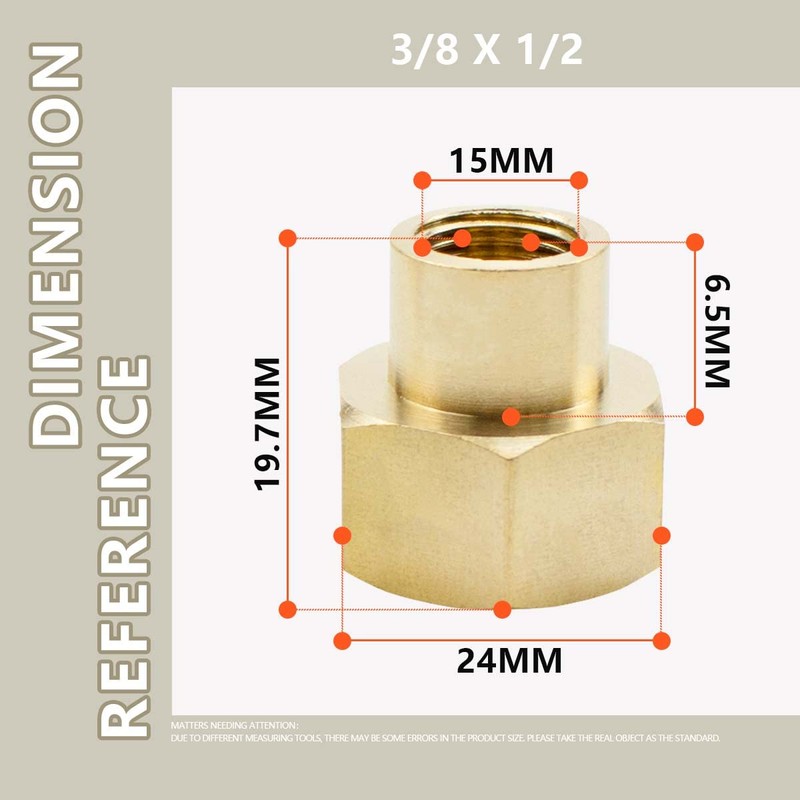 Bwintech 6 Pcs 3/8" Female to 1/2" Female BSP Thread