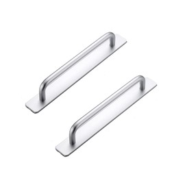 Skyscraper Self-Stick Instant Kitchen Cabinet Bathroom Drawer Closet Door Handle Pulls 2pcs/Set (170mm, Silver)