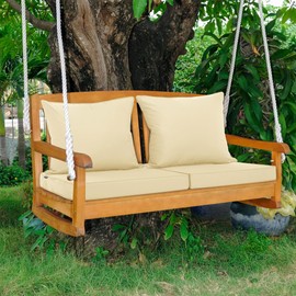 Comcaver Outdoor Cushions for Patio Furniture, Fade Resistant Waterproof Deep Seat and Backrest Cushion Set for Chair Couch Swing, 24x24 Inch, Beige, Set of 2