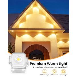 LUHLEE Solar Permanent Outdoor Lights,50ft with 30 LED, Warm White Eaves Lights Outdoor with Remote Control,IP67 Waterproof Solar String Lights for Outside House Deck Daily and Holiday Decor (32.8Ft)