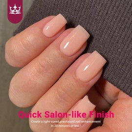 KQueenest Natural Nude Gel x Nail Tips Medium Short Square, Skin Tone Gel Press on Nails Medium, Semi-Transparent Gel Tips Nails Fake Nails, Fall Winter Pre Colored Gel Nail Tips 300 Pcs