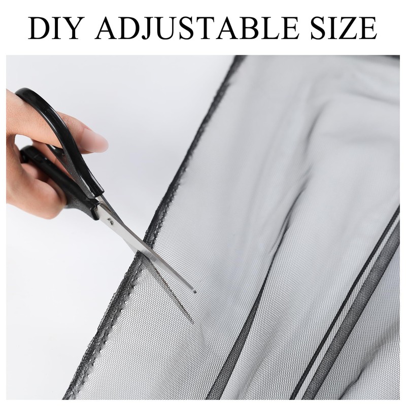 Draphelle Extra Wide Outdoor Curtains Waterproof Black Voile Mesh Screen