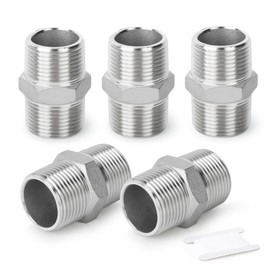 ERGAOBOY 2 Pcs 316L Stainless Steel Hex Fittings, Pipe Fitting 1/2" BSP Male Pipe x 1/2" BSP Male Pipe