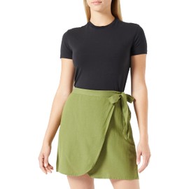 Vila Women's Viprisilla Hw Short Wrap Skirt, Calliste Green
