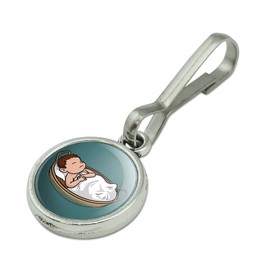 Baby Moses in a Basket Christian Antiqued Charm Clothes Purse Suitcase Backpack Zipper Pull Aid