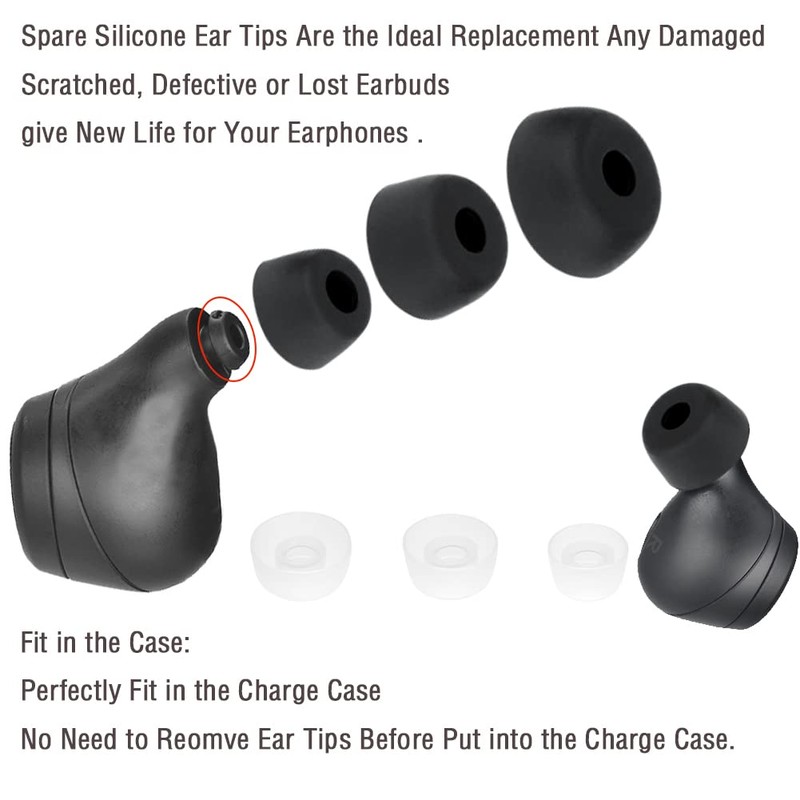 Replacement Soft Silicone Earbuds Tips Compatible with Jabra Elite 65t