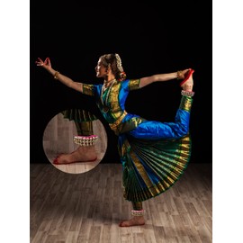 MBI Ankle bells Bharatnatyam Ghungroo and kathak dancing Anklet (Ghungroo) |Musical Instrument Dancing gear| Indian Classical Dancers Anklet (Purple Padded 3 Row with 60 Bells)