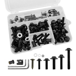 177pcs Fairing Bolt Kit, M5 M6 Motorcycle Windscreen Screws,Universal Motorcycle Fairing Screws, Aluminum Fasteners Fairing Bolts Nut Clips Kit, Fasteners Fixing Sportbike Bolts Fairing(black)