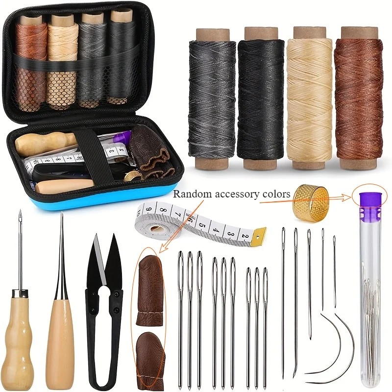 Leather Sewing Kit for Hand Stitching & Repairs – 28-Piece