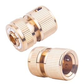 Vorythm 2PCS Brass Hose Quick Connectors – 1/2 Inch Garden Hose Quick Release Couplings with Stop Function – Leak-Proof, Durable, Easy to Install – Perfect for Outdoor Watering