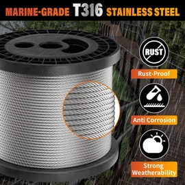 CELYND Stainless Steel Cable for Railing - 600FT 1/8" T316 Wire Rope Cable for Deck Railings System Kit