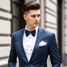 LHXzizizi Oversized Bow Ties for Men, Mens Bow Tie Clip on Bowtie for Men Groom Groomsmen Wedding Party Prom Casual Business (Navy Blue)