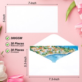 PATIKIL 30 Sets Pure Cotton Watercolor Cards 140lb/300 GSM Postcards with Envelopes for Art Painting Creative Thank Notes, 5x7 Inch(Red)